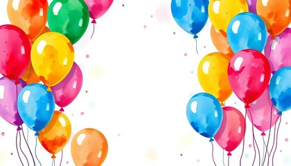 Watercolor painted birthday balloons, colorful & festive, perfect for invitation cards, spring, printable