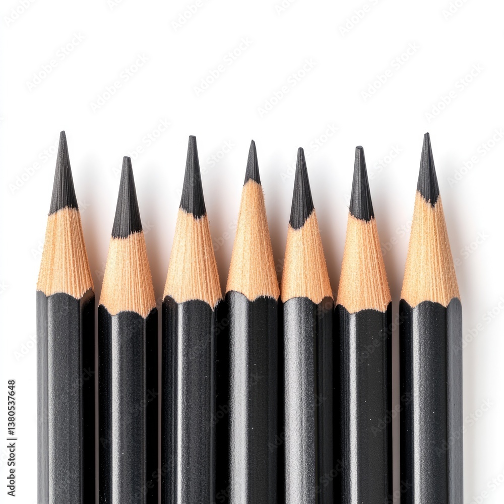 Poster professional image of identical black pencils on standard scale studio setting close-up minimalist d