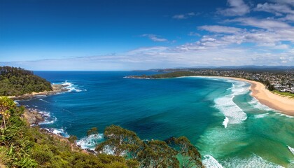 Fototapeta premium beautiful scene over yamba with blue ocean and sunny day