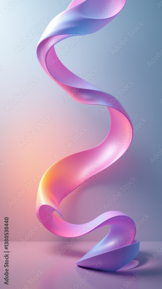 Poster a digital artwork featuring a flowing ribbon-like structure with vibrant colors against a minimalist