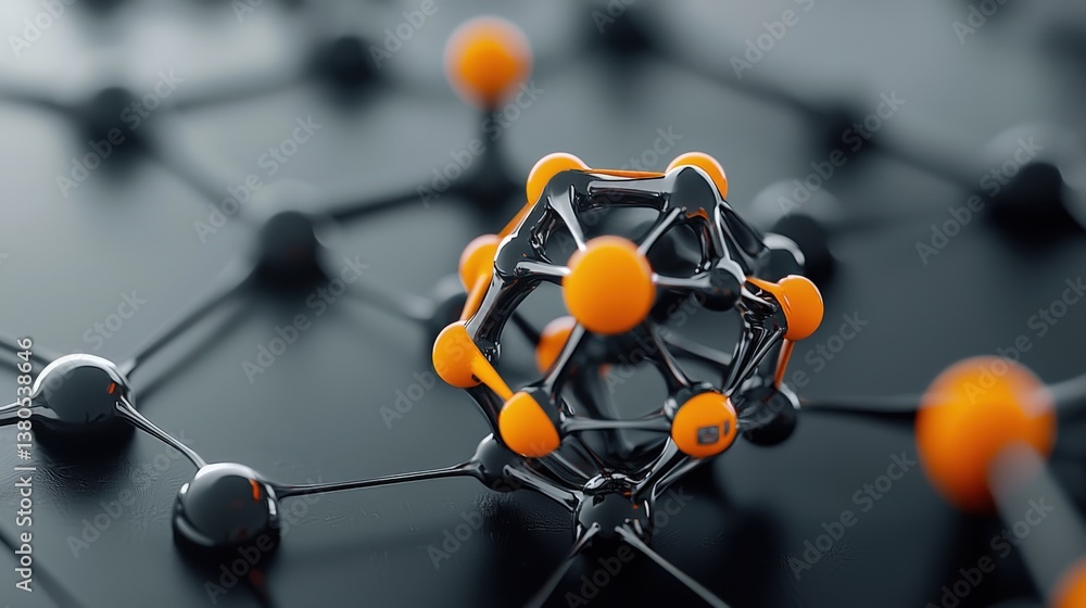 Poster a futuristic molecular assembly process for constructing materials atom by atom.