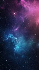 Fototapeta premium A stunning cosmic scene showcasing a vibrant nebula with swirling colors of pink, blue, and purple against the backdrop of a star-filled galaxy, evoking a sense of wonder and exploration