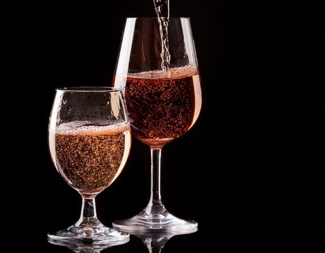 brindis en copas de vino en fondo negro