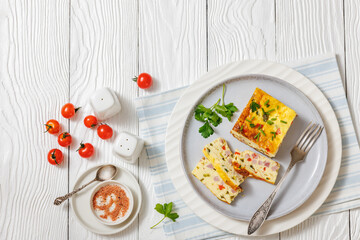 Baked Denver Omelette on a plate with fork