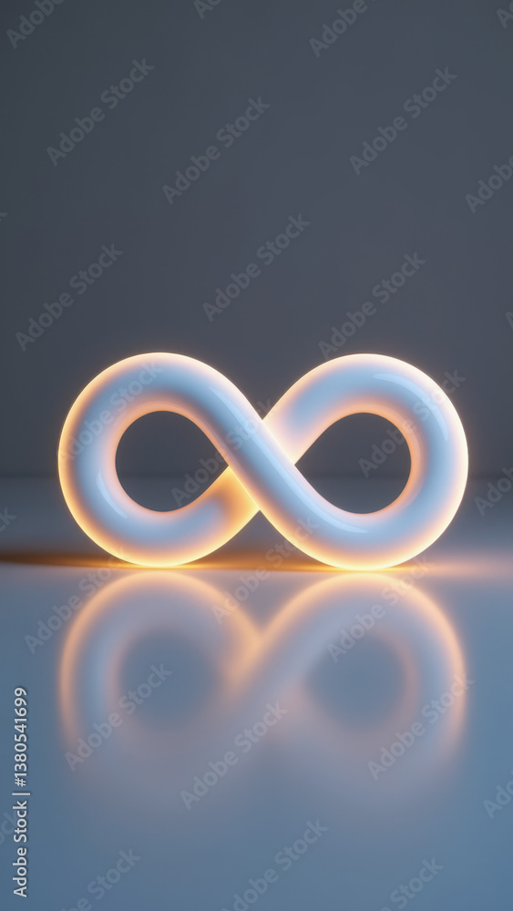 Poster a sleek modern lamp with a glowing infinity loop design.
