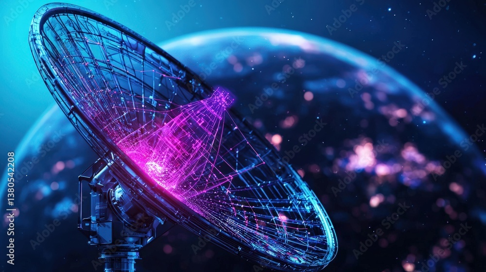 Poster a quantum communication experiment transmitting data across vast distances.