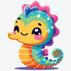 Cartoon seahorse. Pelagian. Vector illustration. stock illustration