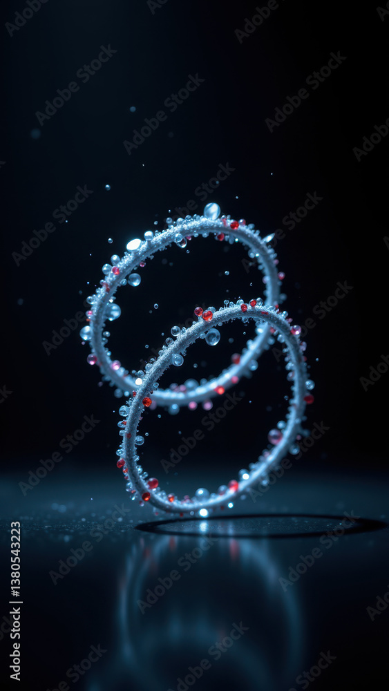 Poster futuristic space tech ring with glowing elements and sparkles.