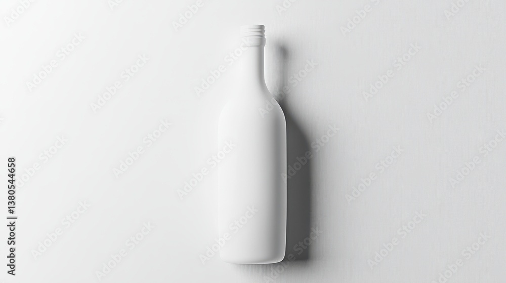 Poster a white bottle rests on a white surface, casting soft shadows that emphasize its smooth contours and