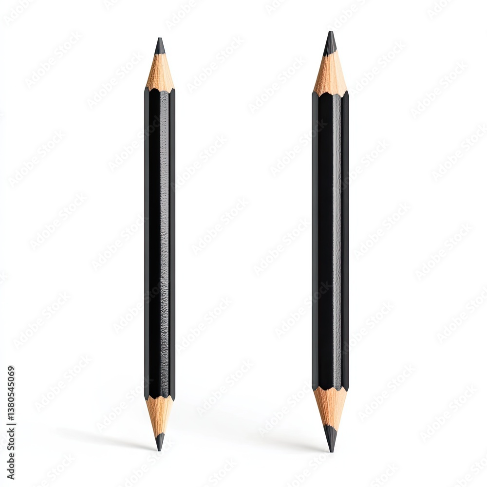 Poster art of precision detailed black pencils on white background studio setting high-resolution image