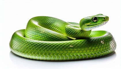 Obraz premium serpiente verde en fondo blanco