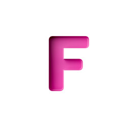 Vibrant pink gradient letter F with sleek design. 3D Illustration.