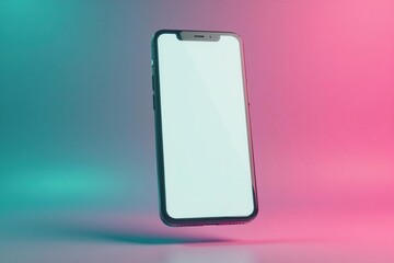 Floating smartphone displaying website, clean backdrop , smartphone, online shopping