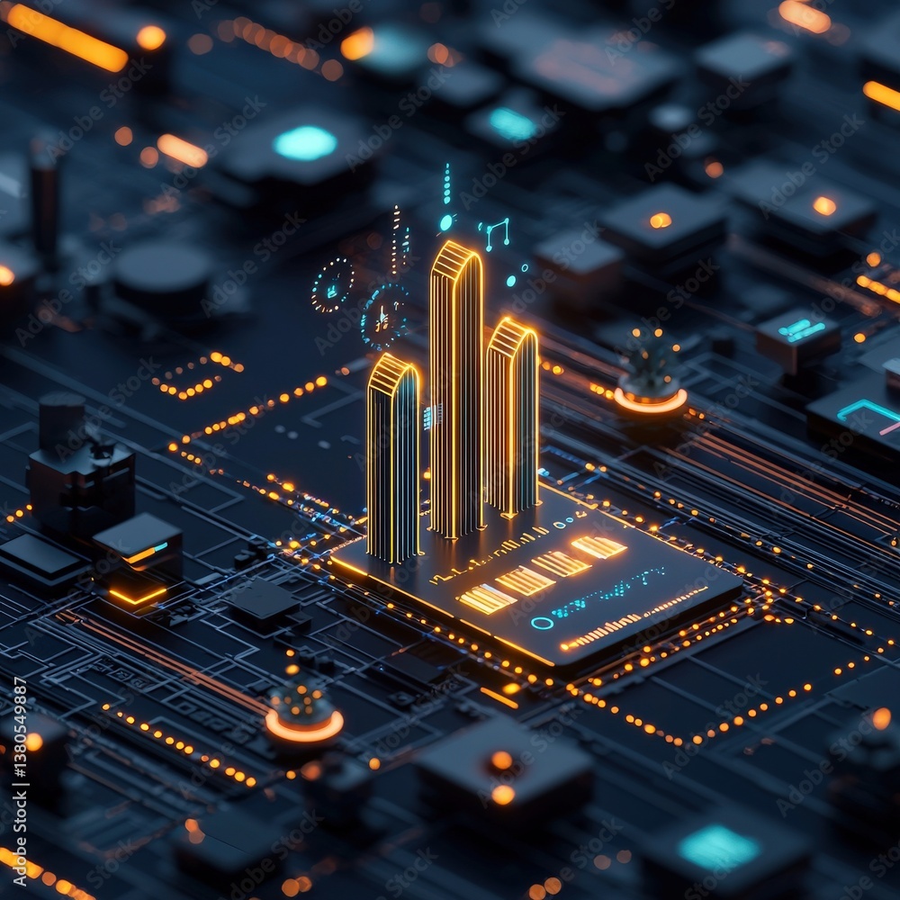 Poster cactus glowing with data analytics trends surrounding it