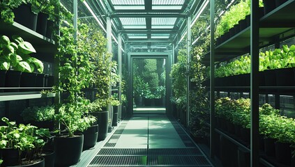 Indoor Gardening: Cultivating Plants in a Modern Greenhouse, Optimizing Growth with Controlled Environment, Achieving Lush Greenery
