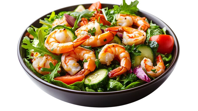 Fresh Mixed Vegetable Salad with Shrimp: Healthy Bowl Presentation for Nutritious Eating