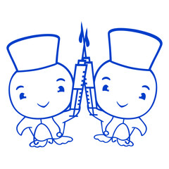 2 Duck Team nurse doctor syringe hospital sweet
 Isolated Vector Graphic Design Illustration
