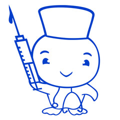Duck nurse doctor syringe hospital sweet cute cool
 Isolated Vector Graphic Design Illustration
