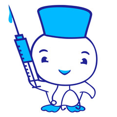 Duck nurse doctor syringe hospital sweet cute cool
 Isolated Vector Graphic Design Illustration
