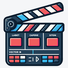Clapperboard icon in vector. Design elements for label, emblem, sign. stock illustration