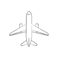 line vector illustration of an airplane. painted vector airplane. airplane top