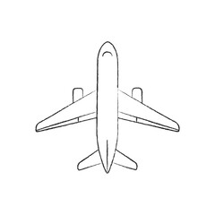 line vector illustration of an airplane. painted vector airplane. airplane top