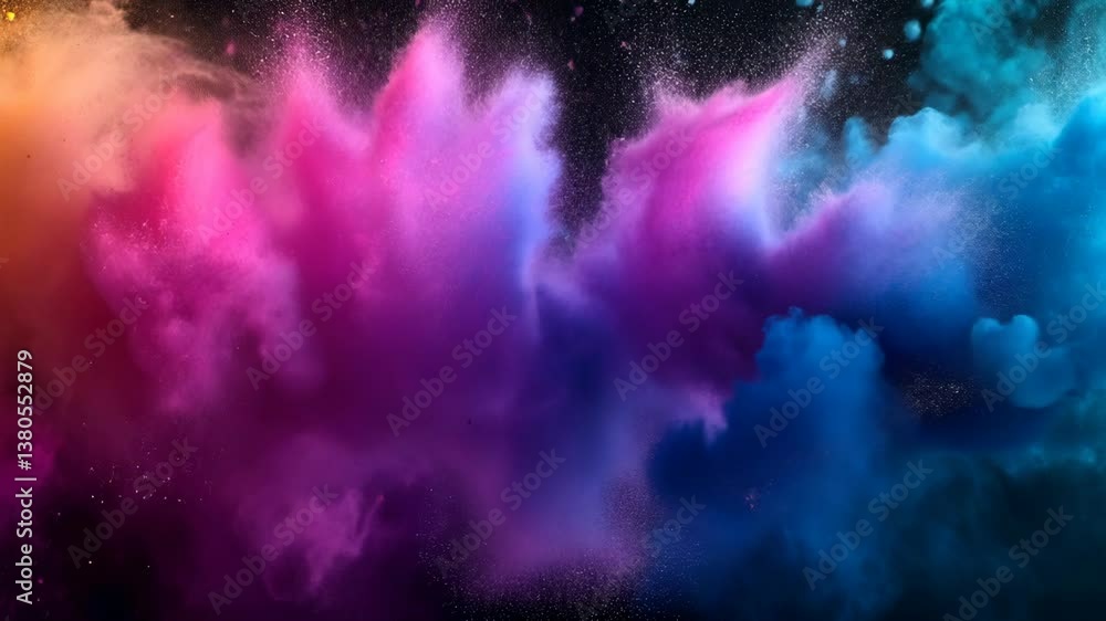 Poster abstract cloud of vibrant colors swirling in a dark background creating a mystical atmosphere