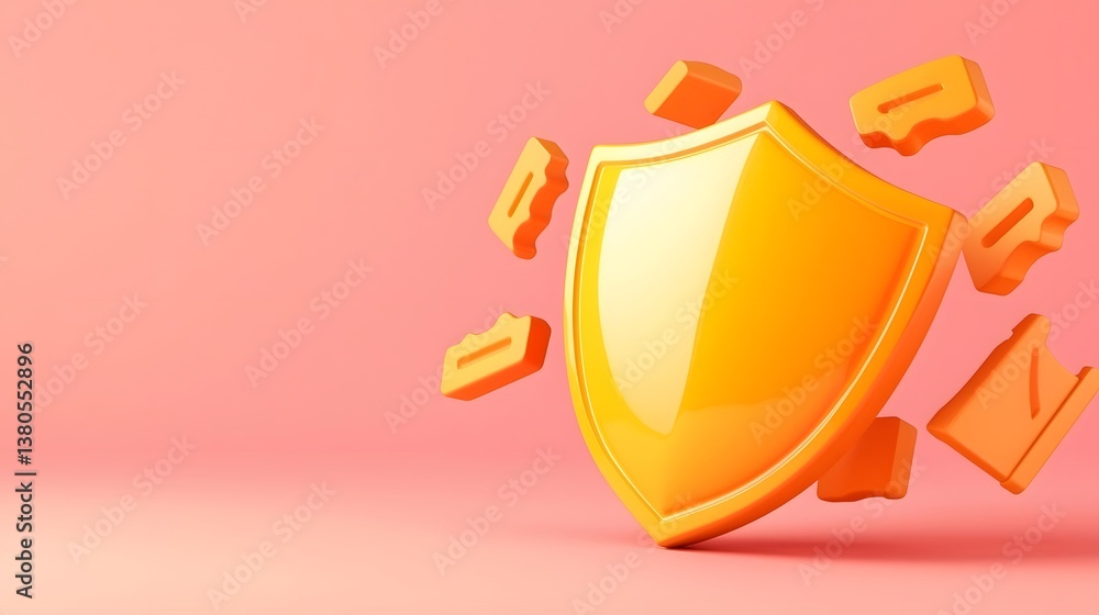 Poster cyber risk management minimalist data shield concept in a digital environment