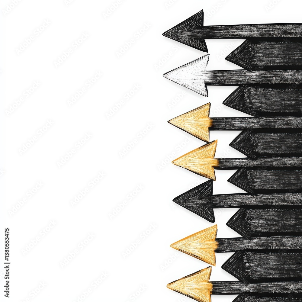 Poster a series of arrows are drawn in black and yellow, with one arrow pointing to the right and the rest