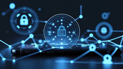 Hologram emerging from smartphone, tablet, computer, and smartwatch &ndash; future concept, internet marketing, technology, AI, security, digital interface, innovation