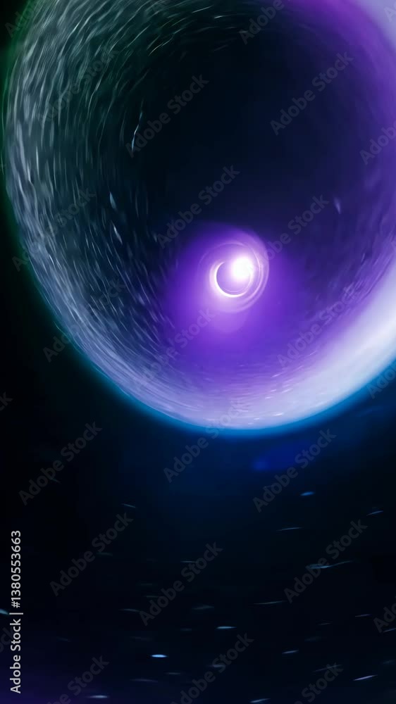 Poster a large, swirling mass of purple and blue light is visible in the sky. the light appears to be comin