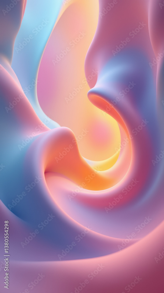 Poster abstract design with flowing waves in a futuristic digital color palette.