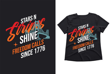 Fototapeta premium Stars and Stripes Inspirational T-Shirt Design Celebrating American Freedom