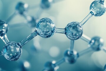 Close-Up View of Molecular Structure with Transparent Atoms and Connecting Bonds