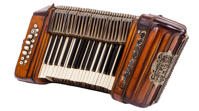 Professional Piano Accordion Isolated on White Background for Music Instrument Designs.