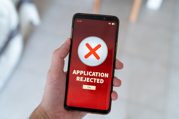Application rejected notification on smart phone.
