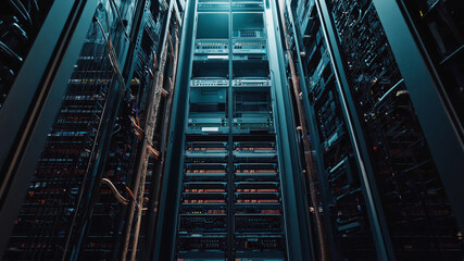 Server room interior, looking up