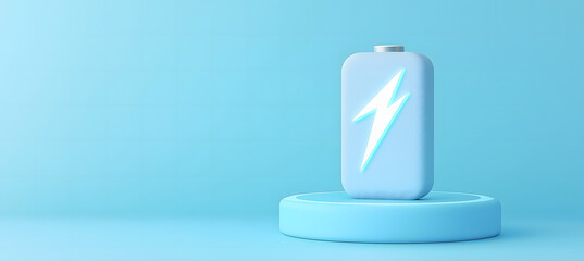Blue rechargeable battery placed on the table