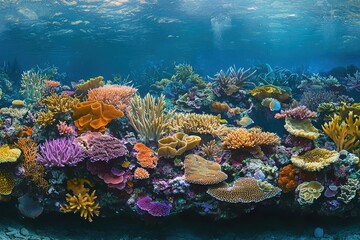 Naklejka premium Vibrant Coral Reef Ecosystem Underwater Paradise
