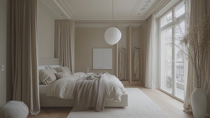 Serene Beige Bedroom Interior Design Minimalist & Luxurious