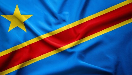 waving national flag of democratic republic of the congo