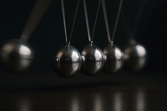 Pendulum balls in motion showcasing physics concepts and energy transfer.