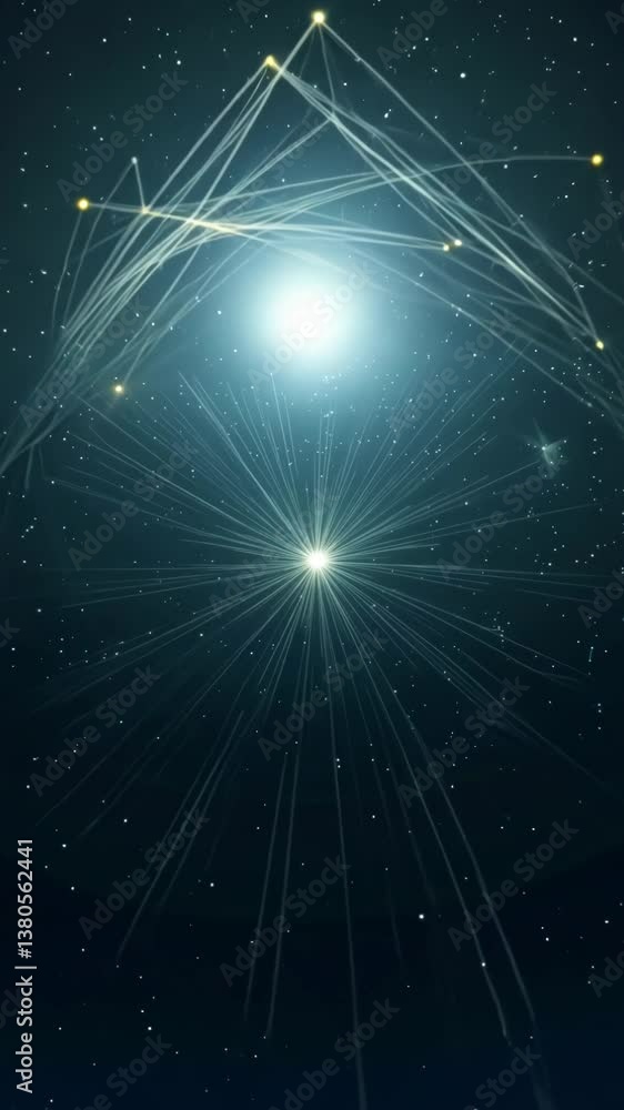 Poster a star is in the center of a circle. the circle is surrounded by lines