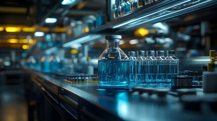 Modern laboratory interior glassware beaker science