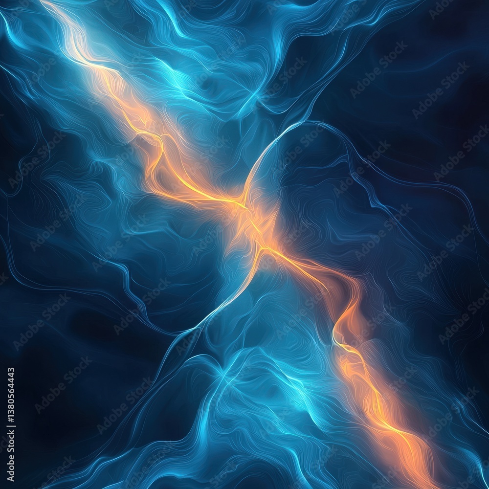 Poster the image is a vibrant and dynamic representation of a blue and orange line