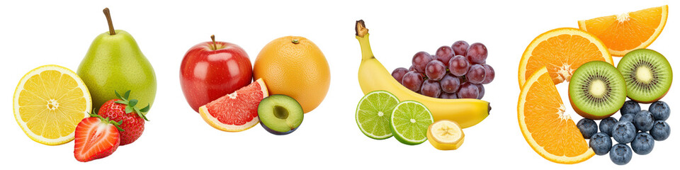 Fresh Fruit Variety Apple, Banana, Blueberry, Grape, Kiwi, Lemon, Orange, Pear, Plum Strawberry.