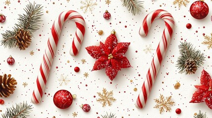 Obraz premium Merry Christmas Candy Cane Festive Background