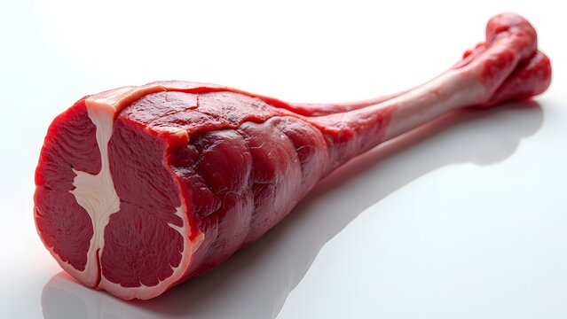 Macro shot of raw beef shank cross section revealing intricate muscle texture and marrow - Powered by Adobe