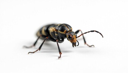 Close-up of a single insect on stark white background, wildlife, creepy crawly
