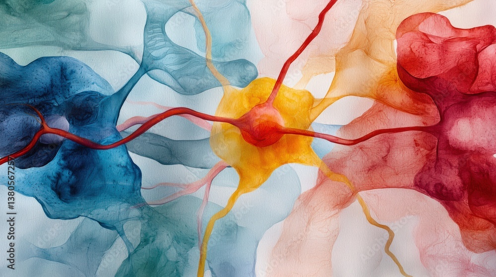 Aufkleber microscopic picture of nerve terminals showing the release of neurotransmitters and the synaptic cle